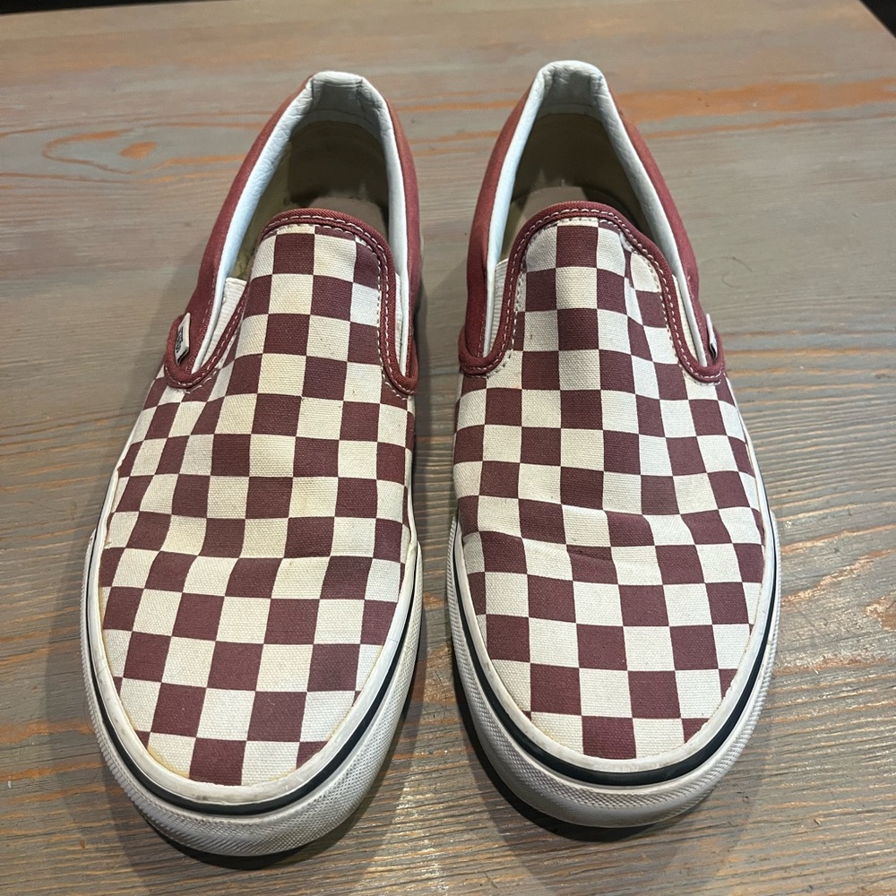 Vans Red and White Sneakers Classic Slip-On Style